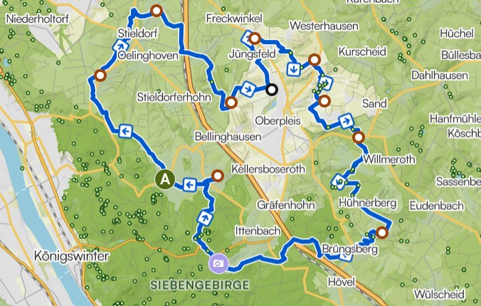 Karte mit allen 12 Kapellen - Komoot